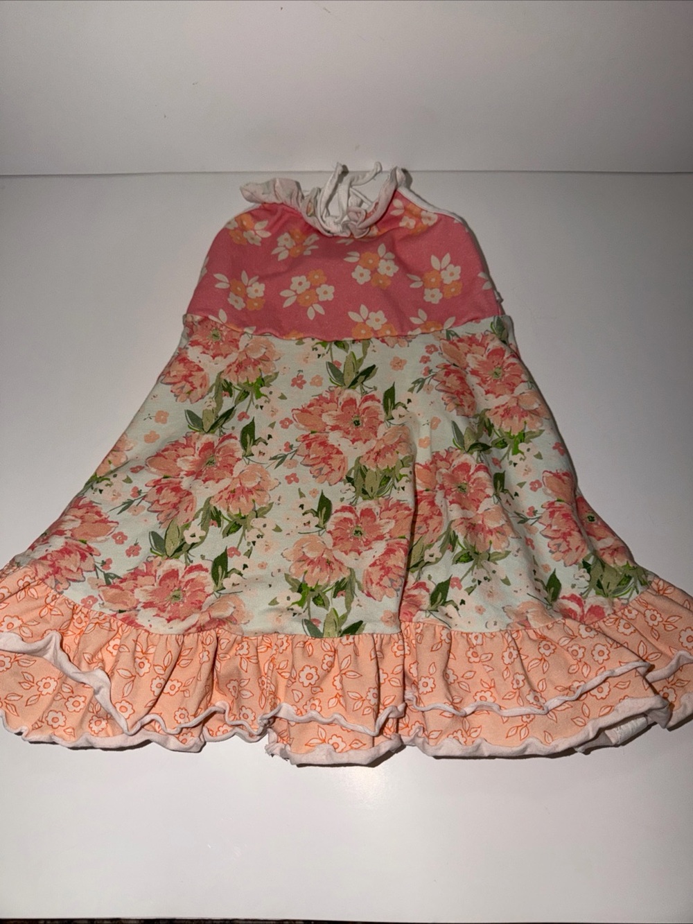SweetHoney Girls Casual Dress Top in Cream with Pink Trim